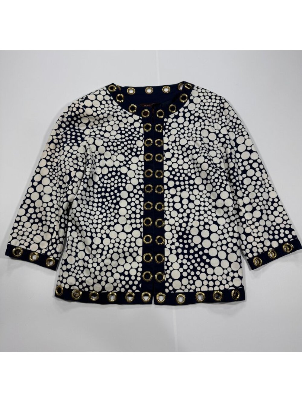 Multiples Blouse Women's XS Blue Polka Dot Cotton Eyelet Lined Business